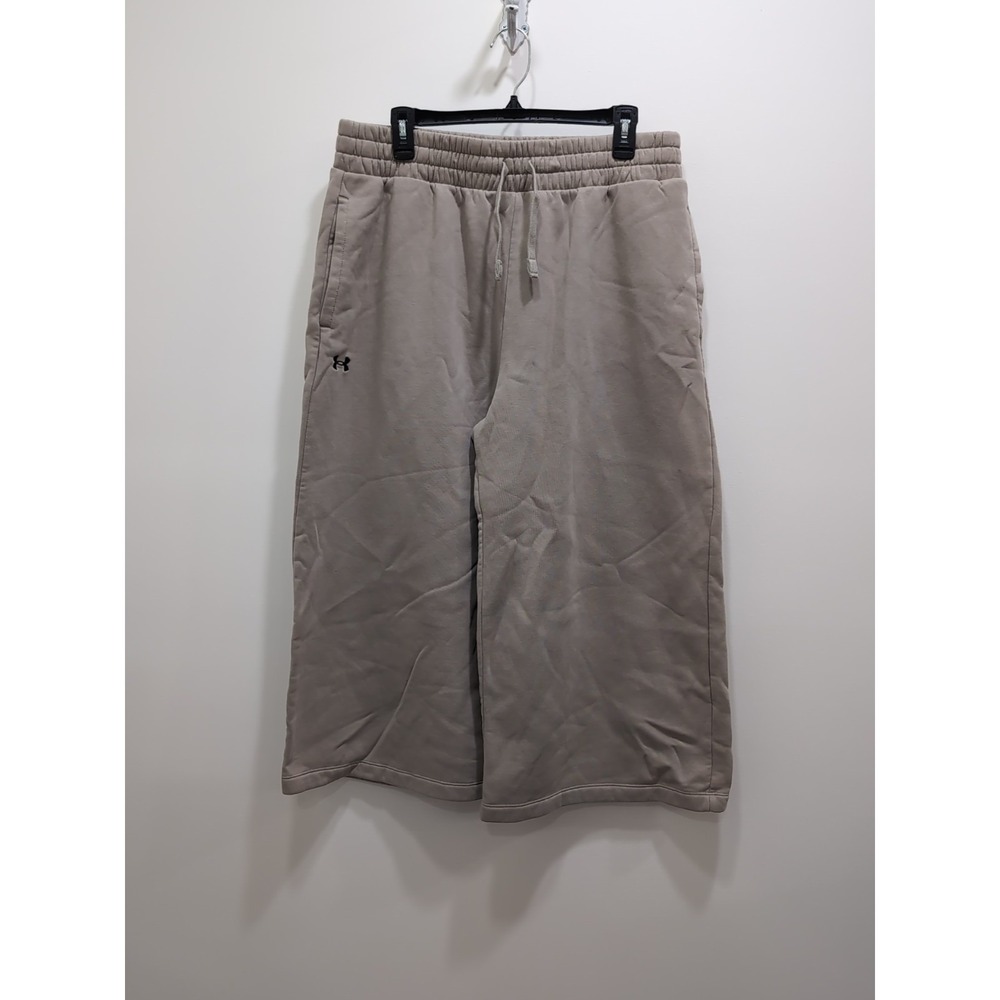 Under Armour Rival Fleece Wide Leg Crop Pants Women's L Beige